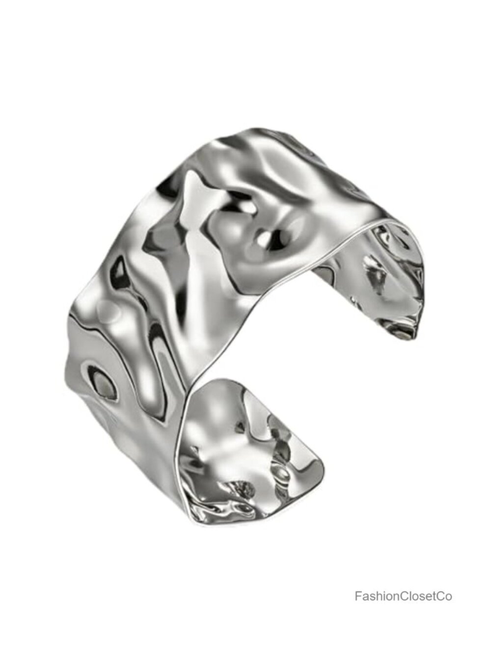 Chunky Wave Texture Open Cuff Bangle Bracelet Non Tarnish Alloy